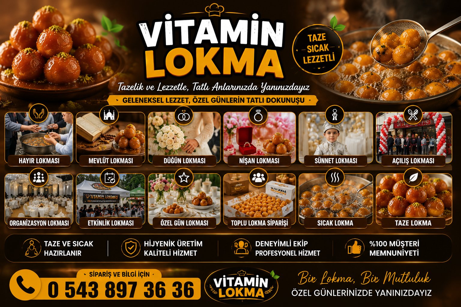 Vitamin Lokma hizmetleri kolajı: hayır, mevlüt, düğün, nişan, sünnet, açılış lokması